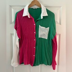 Colorblock Button-Up Shirt